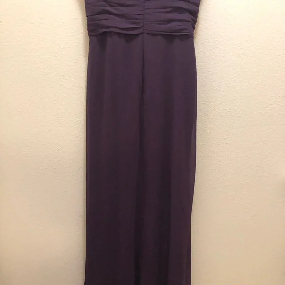 Monique Lhuillier Strapless Chiffon Gown Purple 12 - Picture 6 of 15